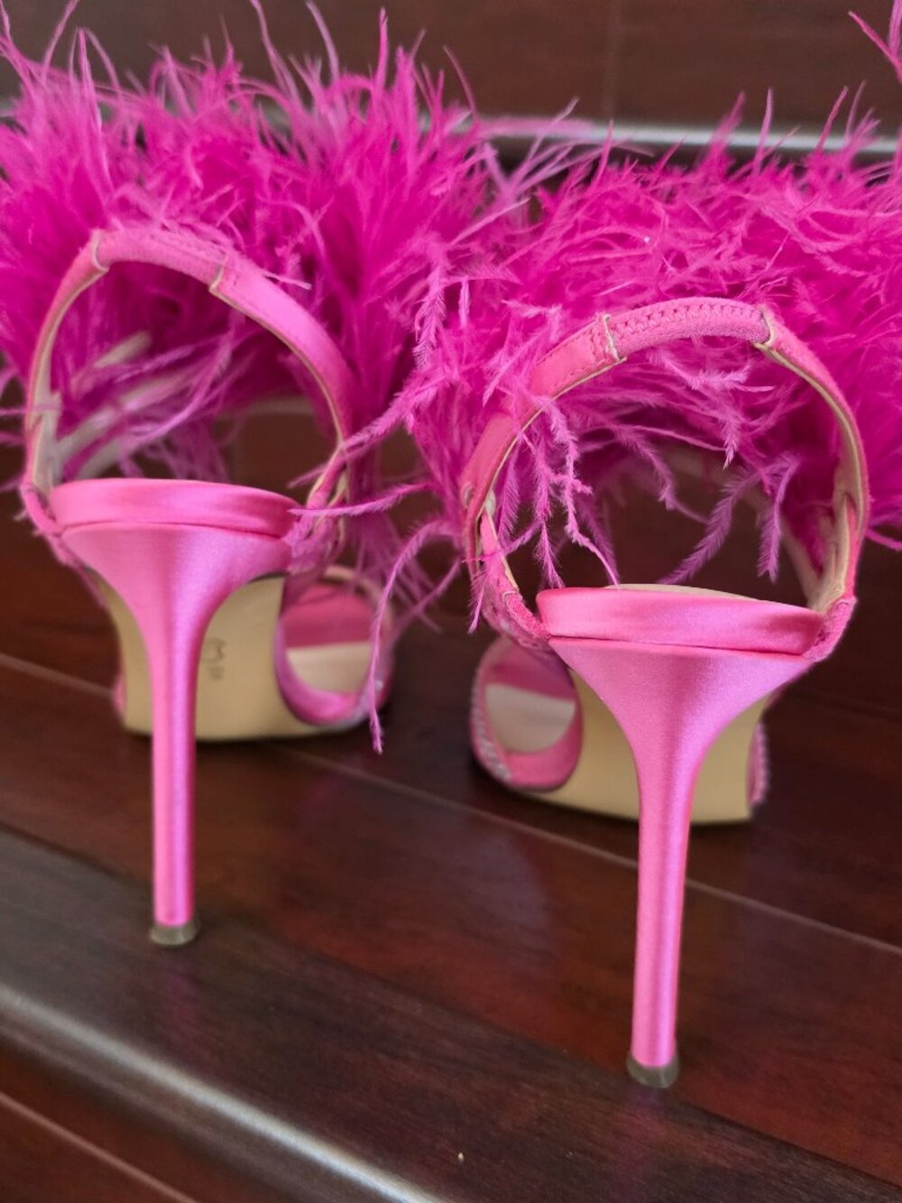 Pink Feather Rhinestone Sandals - Picture 5 of 6